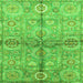 Square Machine Washable Oriental Green Traditional Area Rugs, wshabs3202grn