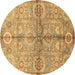 Round Oriental Brown Traditional Rug, abs3202brn