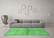 Machine Washable Oriental Emerald Green Traditional Area Rugs in a Living Room,, wshabs3202emgrn