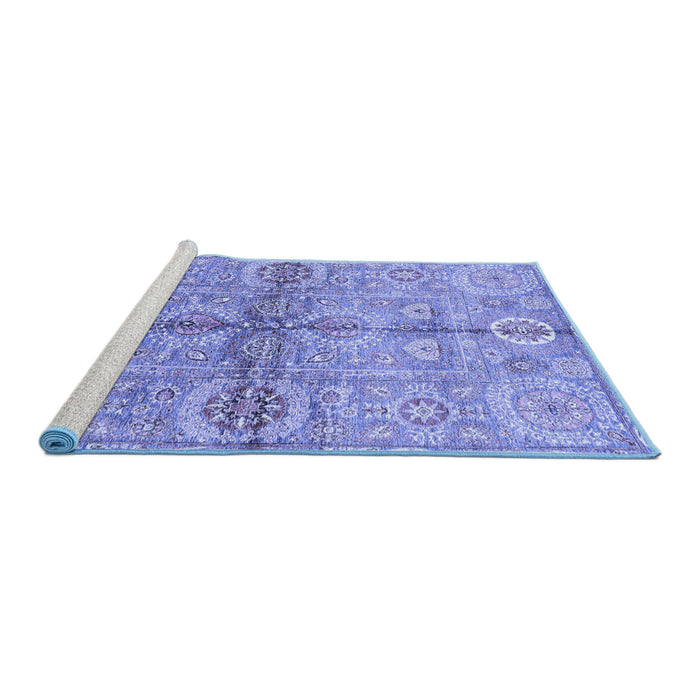 Sideview of Machine Washable Oriental Blue Traditional Rug, wshabs3202blu