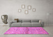 Machine Washable Oriental Pink Traditional Rug in a Living Room, wshabs3202pnk