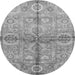 Round Machine Washable Oriental Gray Traditional Rug, wshabs3202gry