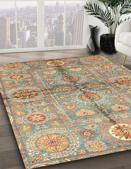 Machine Washable Abstract Gold Brown Rug in a Family Room, wshabs3202