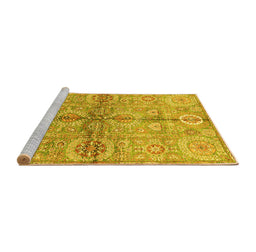 Sideview of Machine Washable Oriental Yellow Traditional Rug, wshabs3202yw