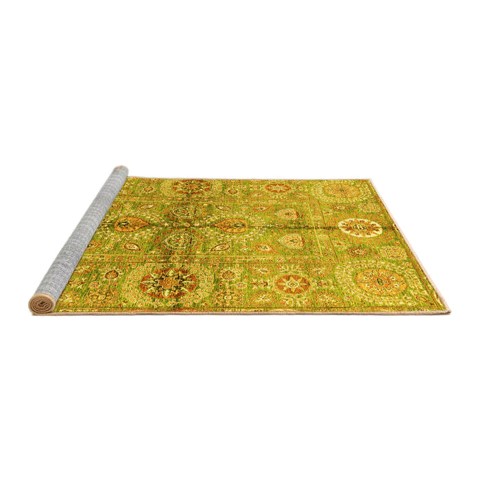 Sideview of Machine Washable Oriental Yellow Traditional Rug, wshabs3202yw