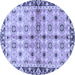 Round Machine Washable Abstract Blue Modern Rug, wshabs3203blu