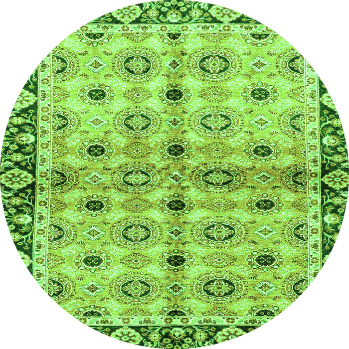 Round Abstract Green Modern Rug, abs3203grn