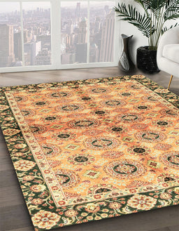 Abstract Red Modern Rug in Family Room, abs3203