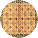 Round Abstract Brown Modern Rug, abs3203brn