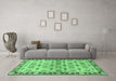 Machine Washable Abstract Emerald Green Modern Area Rugs in a Living Room,, wshabs3203emgrn