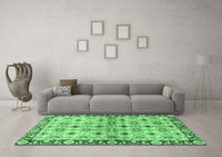 Machine Washable Abstract Emerald Green Modern Rug, wshabs3203emgrn