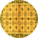 Round Abstract Yellow Modern Rug, abs3203yw