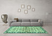 Machine Washable Abstract Turquoise Modern Area Rugs in a Living Room,, wshabs3203turq