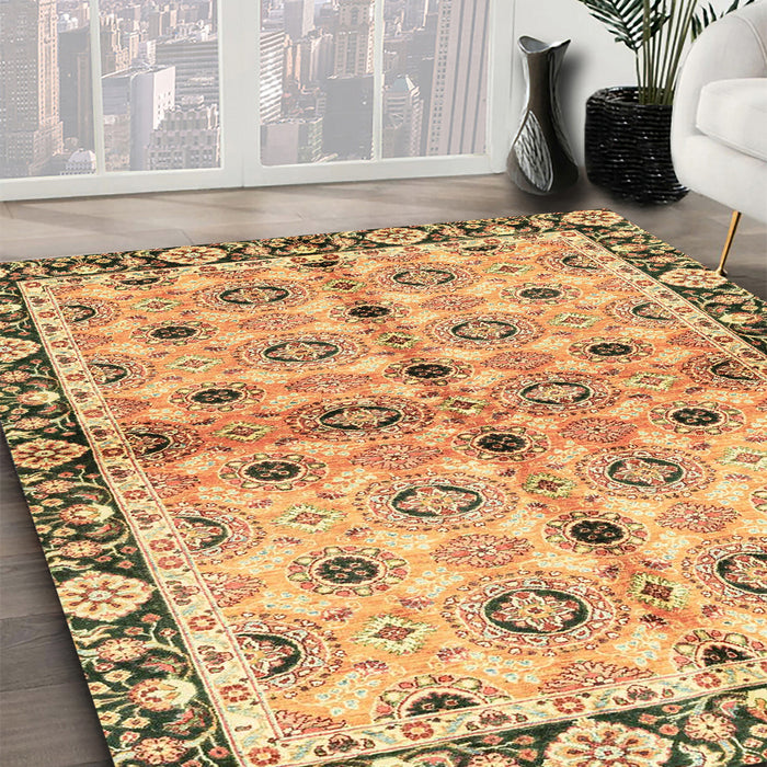 Abstract Red Modern Rug in Family Room, abs3203