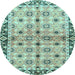 Round Machine Washable Abstract Light Blue Modern Rug, wshabs3203lblu