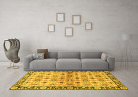 Machine Washable Abstract Yellow Modern Rug, wshabs3203yw