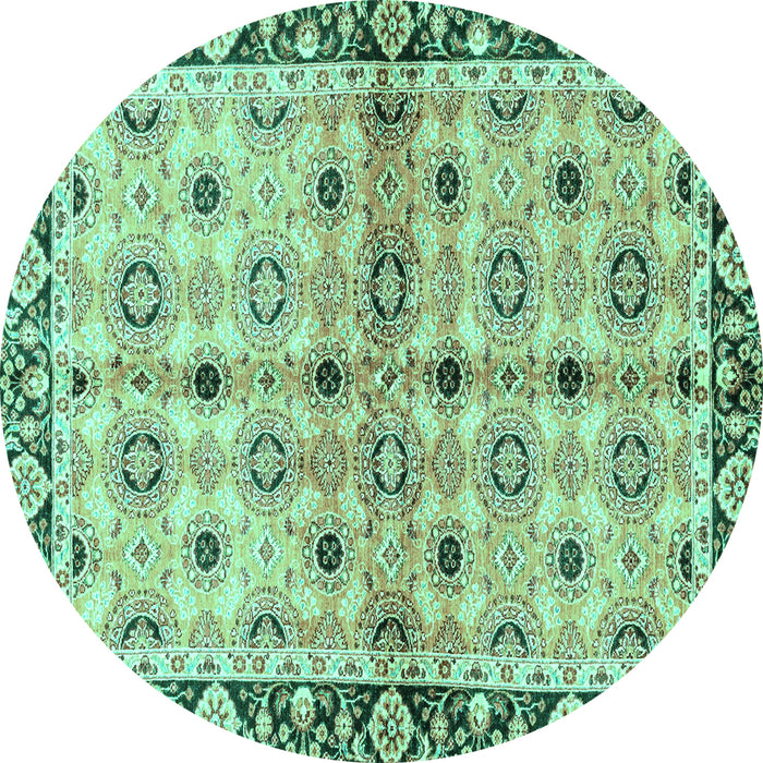 Round Abstract Turquoise Modern Rug, abs3203turq