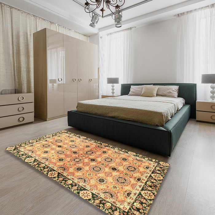 Abstract Red Modern Rug in a Bedroom, abs3203