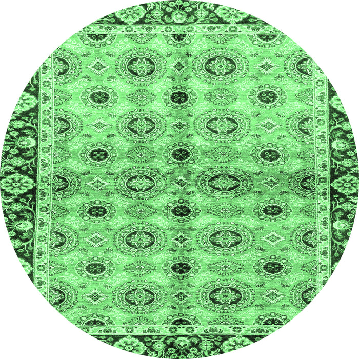 Round Machine Washable Abstract Emerald Green Modern Area Rugs, wshabs3203emgrn