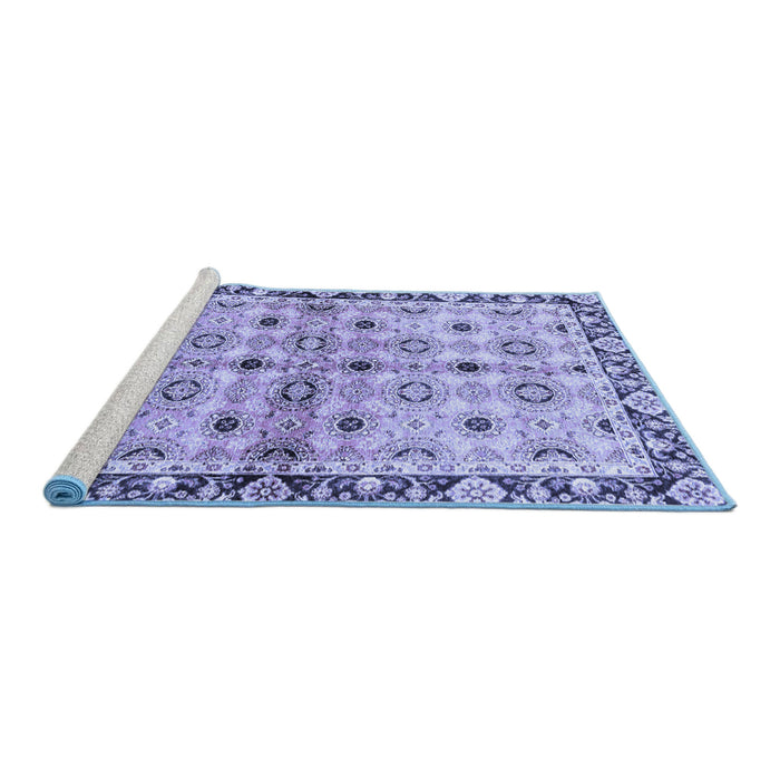 Sideview of Machine Washable Abstract Blue Modern Rug, wshabs3203blu