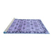 Sideview of Machine Washable Abstract Blue Modern Rug, wshabs3203blu