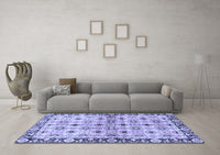 Machine Washable Abstract Blue Modern Rug, wshabs3203blu