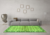 Machine Washable Abstract Green Modern Rug, wshabs3203grn