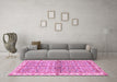 Machine Washable Oriental Pink Traditional Rug in a Living Room, wshabs3204pnk