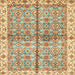 Square Abstract Brown Gold Oriental Rug, abs3204