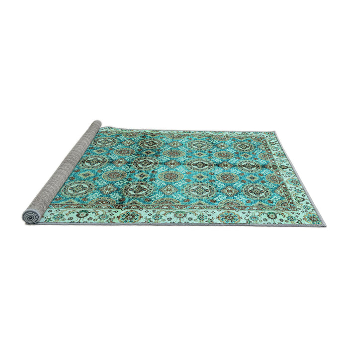 Sideview of Machine Washable Oriental Light Blue Traditional Rug, wshabs3204lblu