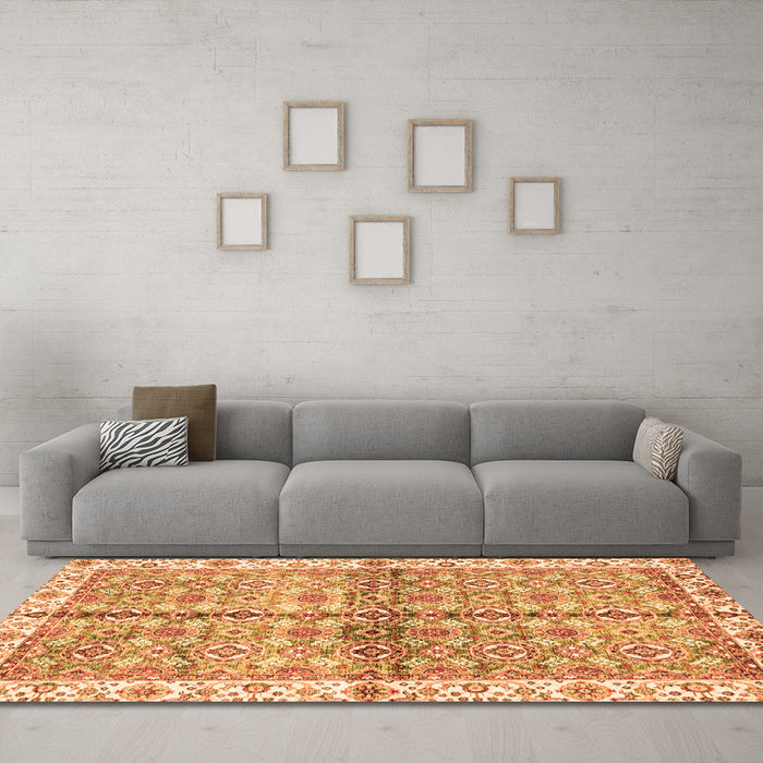 Machine Washable Oriental Orange Traditional Area Rugs in a Living Room, wshabs3204org