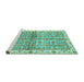 Sideview of Machine Washable Oriental Turquoise Traditional Area Rugs, wshabs3204turq