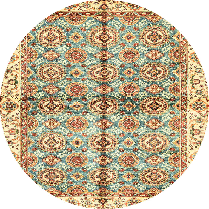 Round Machine Washable Abstract Brown Gold Rug, wshabs3204