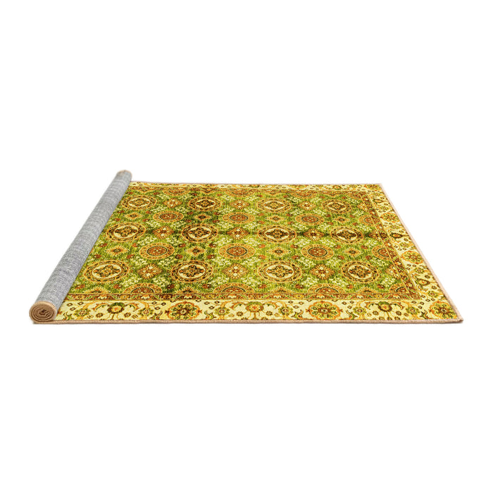 Sideview of Machine Washable Oriental Yellow Traditional Rug, wshabs3204yw