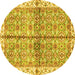 Round Oriental Yellow Traditional Rug, abs3204yw