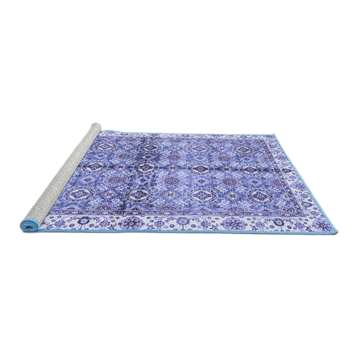 Sideview of Machine Washable Oriental Blue Traditional Rug, wshabs3204blu