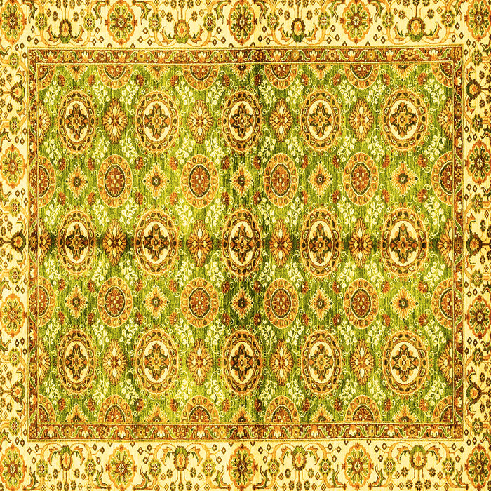 Square Machine Washable Oriental Yellow Traditional Rug, wshabs3204yw