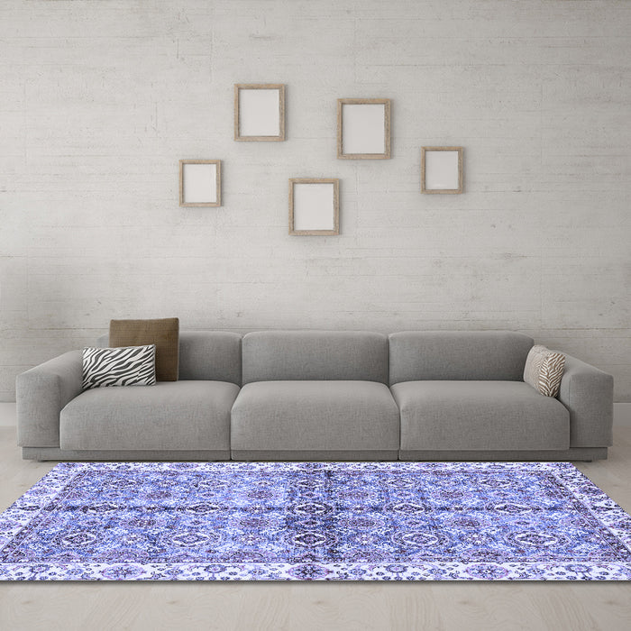 Machine Washable Oriental Blue Traditional Rug in a Living Room, wshabs3204blu