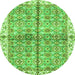Round Machine Washable Oriental Green Traditional Area Rugs, wshabs3204grn