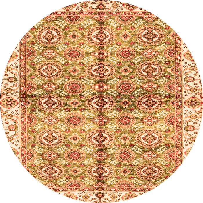 Round Oriental Orange Traditional Rug, abs3204org