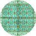 Round Oriental Turquoise Traditional Rug, abs3204turq