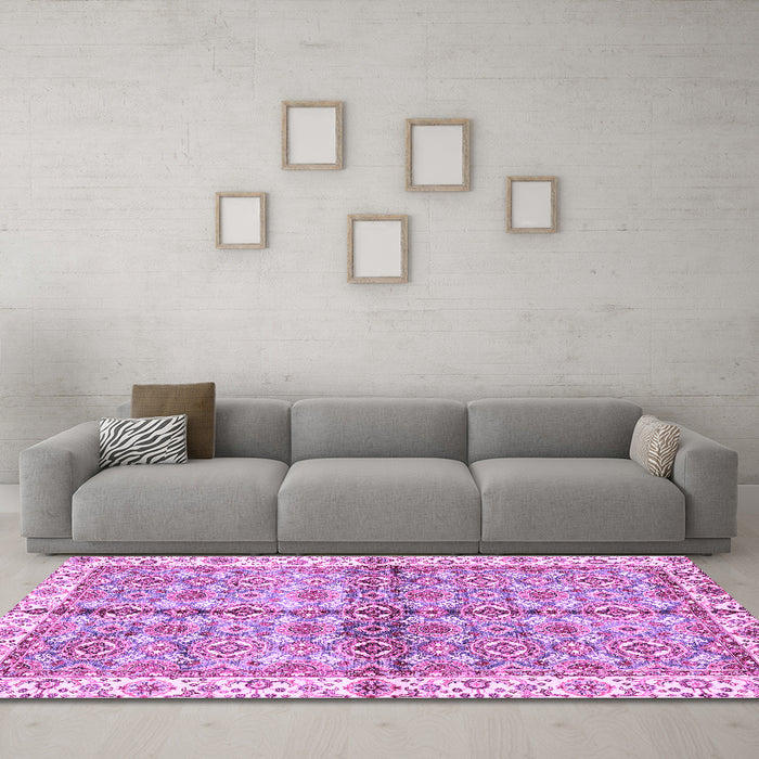 Machine Washable Oriental Purple Traditional Area Rugs in a Living Room, wshabs3204pur