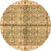 Round Oriental Brown Traditional Rug, abs3204brn