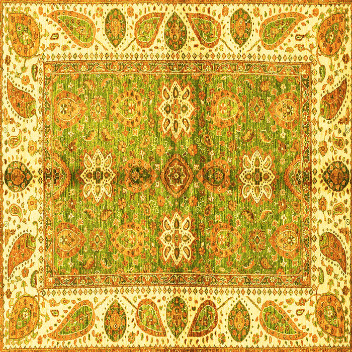 Square Machine Washable Oriental Yellow Traditional Rug, wshabs3205yw