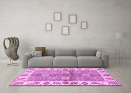 Machine Washable Oriental Purple Traditional Area Rugs in a Living Room, wshabs3205pur