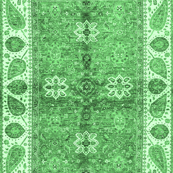 Machine Washable Oriental Emerald Green Traditional Area Rugs, wshabs3205emgrn
