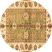 Round Oriental Brown Traditional Rug, abs3205brn