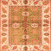 Square Machine Washable Oriental Orange Traditional Area Rugs, wshabs3205org