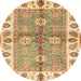 Round Abstract Red Oriental Rug, abs3205