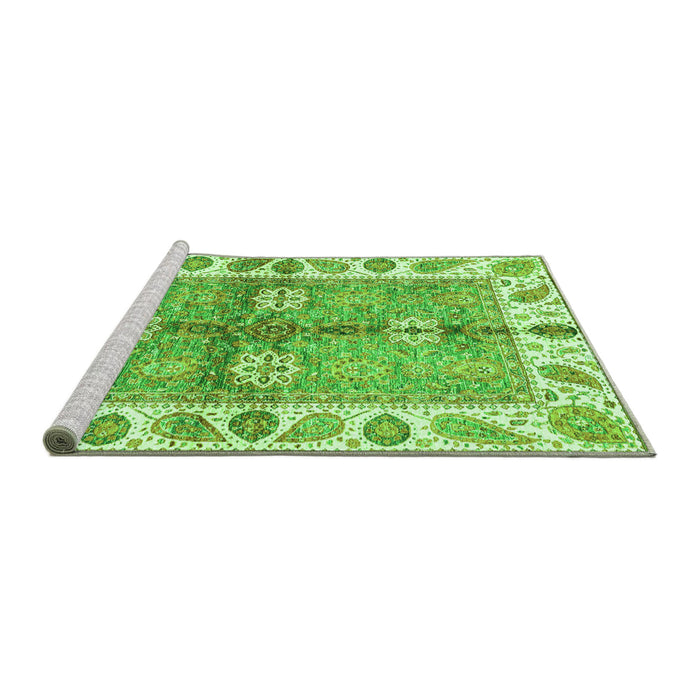Sideview of Machine Washable Oriental Green Traditional Area Rugs, wshabs3205grn